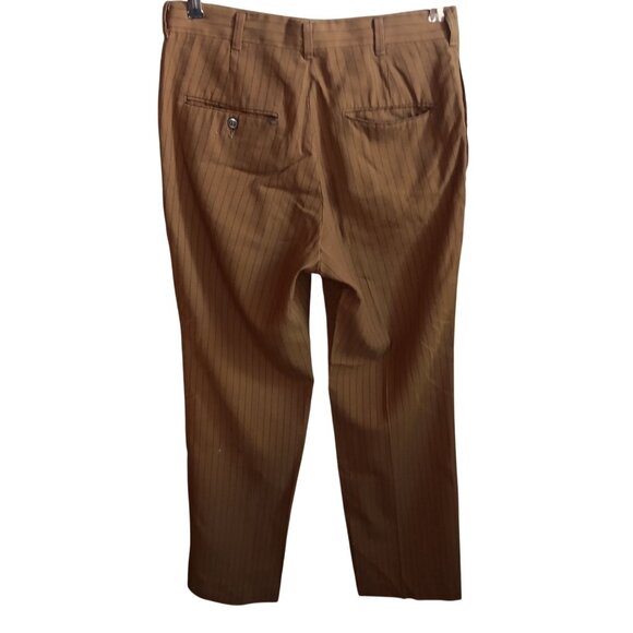 29x29 Men's Vintage 70's Levi's Pants STA-PREST Brown Pinstripe Dress Trousers - Picture 2 of 6